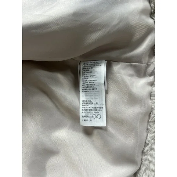 The Abercrombi & Fitch Mini Puffer Jacket Beige Faux Fur Cropped Soft Large - Picture 8 of 12